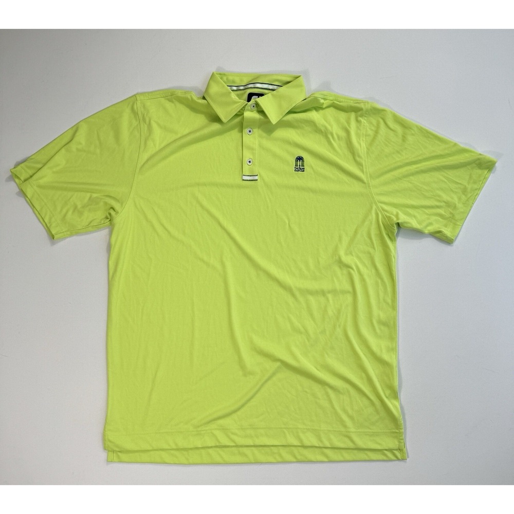 Footjoy Men’s XL Polo Shirt The Palms Golf Club Neon Yellow Modern Active Preppy